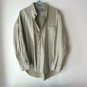 CottonTouch Men’s Button-Down Shirt 16.5 34/35 – Beige Classic Fit Oxford Style